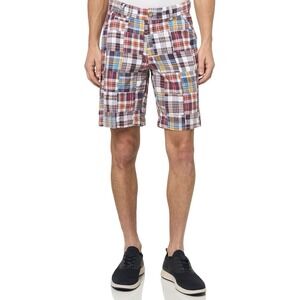 Vintage Acid Washed Patch Madras Short. Size 38 [U]